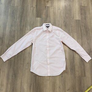 Banana Republic Slim Fit Non-Iron Dress Shirt — Pink Dobby Stripe (Men’s M)